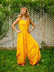 J0368- Hand Dyed Wide Leg Boho Hippie Jumpsuits Rompers Pants with Pockets