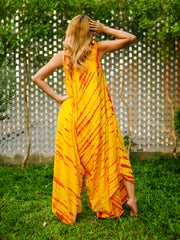 J0368- Hand Dyed Wide Leg Boho Hippie Jumpsuits Rompers Pants with Pockets