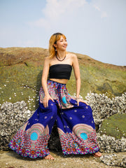 Blue Mandala Wide Leg Palazzo Pants