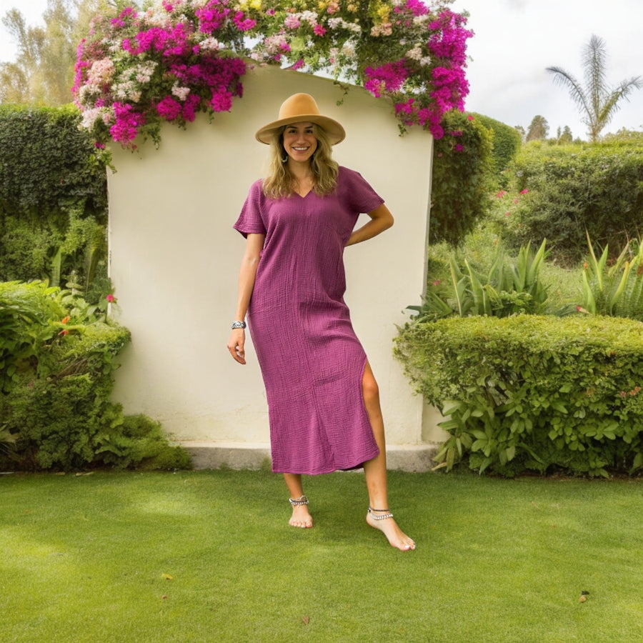 Purple Double Gauze Cotton Dress