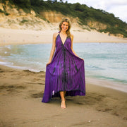 D9736- Shibori Hand Dyed Goddess Boho Maxi Dress