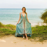 D9692- Shibori Hand Dyed Goddess Boho Maxi Dress