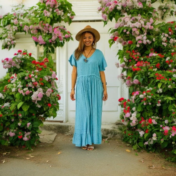 Sky Blue Double Gauze Cotton Dress