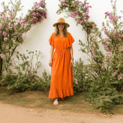 Orange Double Gauze Cotton Dress