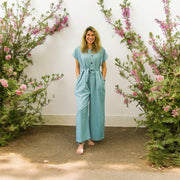 Blue Natural Cotton Jumpsuits with Pockets