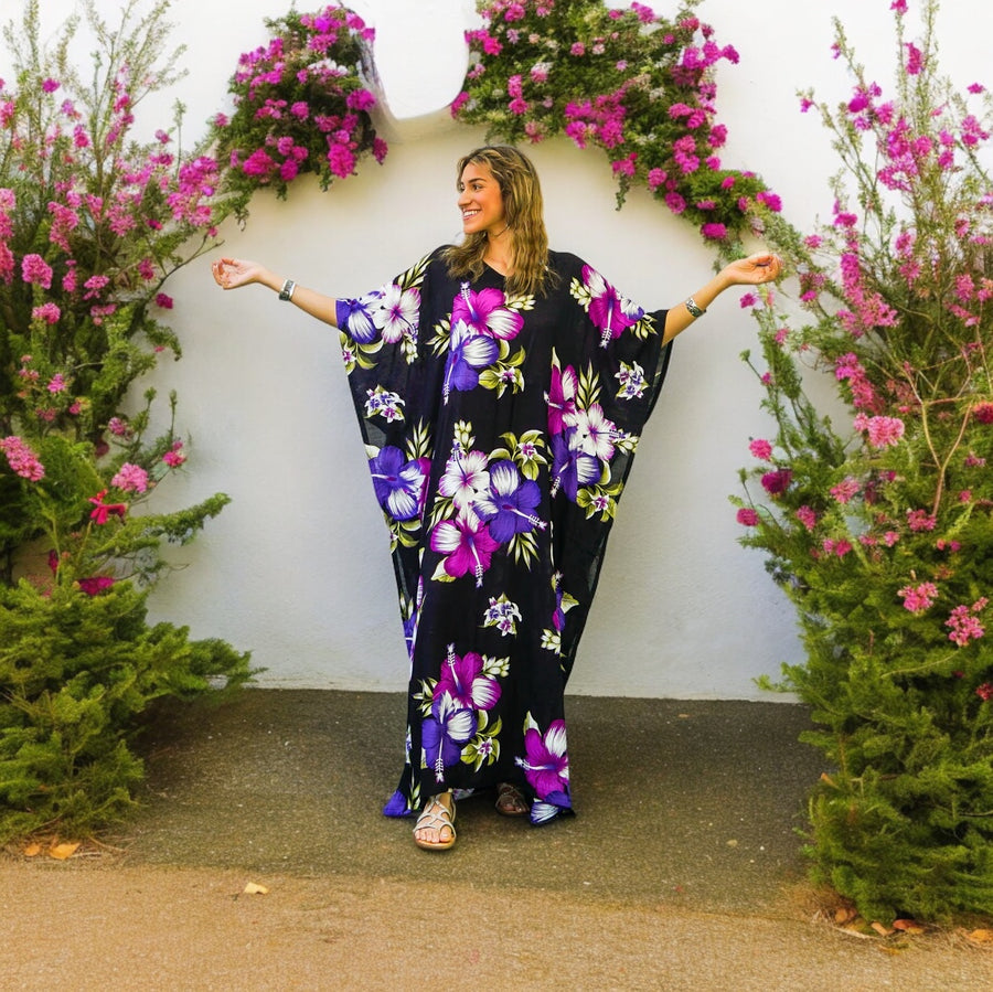 Purple Hibiscus Kaftan