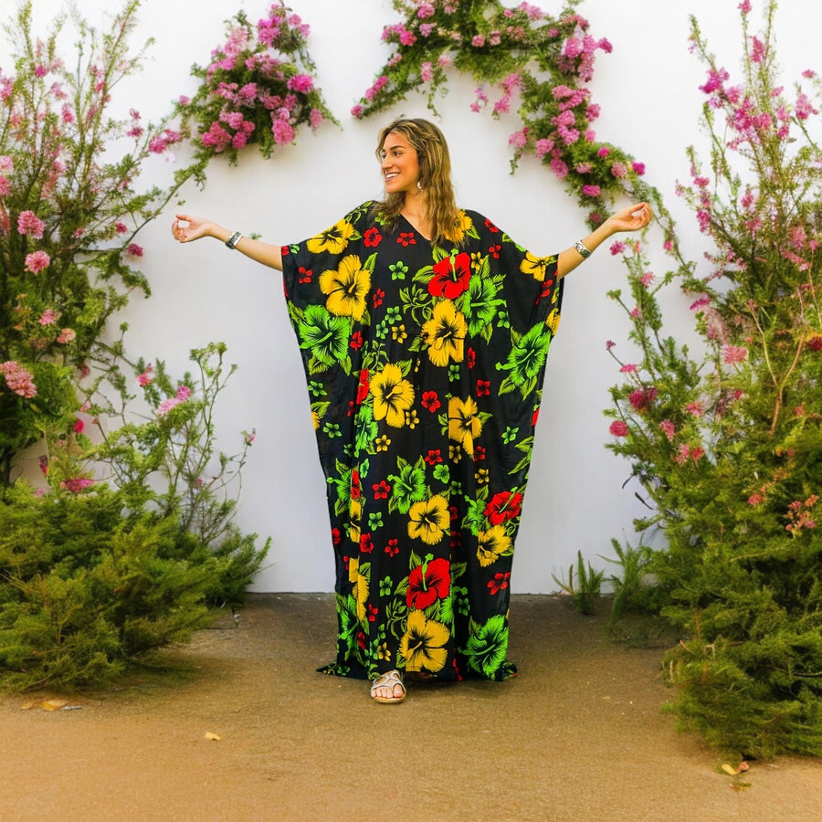 Yellow Hibiscus Kaftan