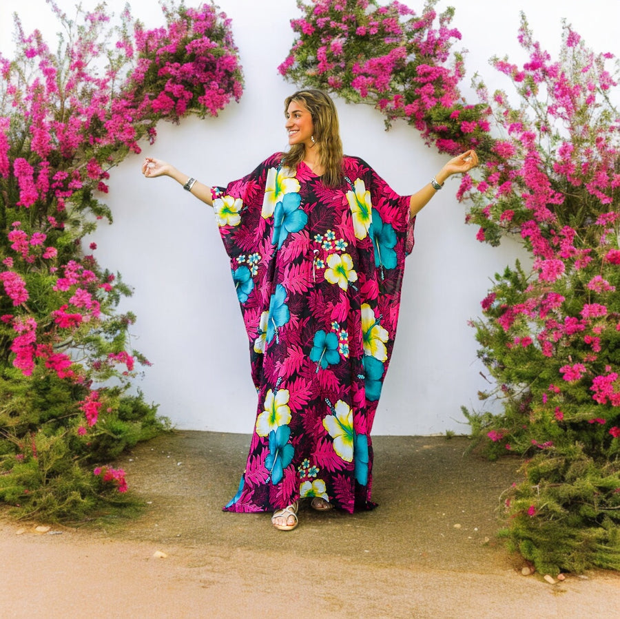 Pink Lovely Hibiscus Kaftan