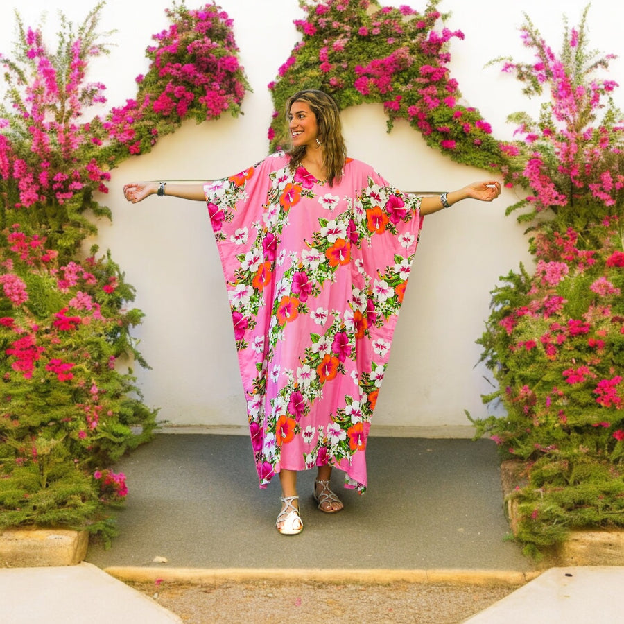 Pink Hibiscus Kaftan