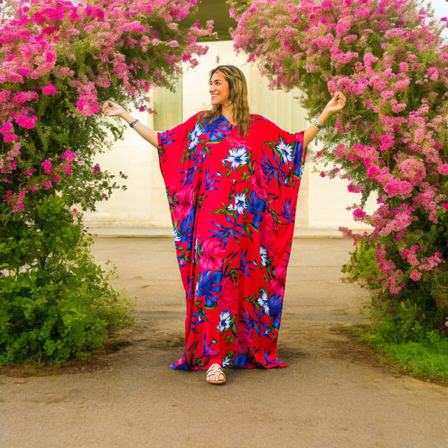 Dark Pink Hibiscus Kaftan