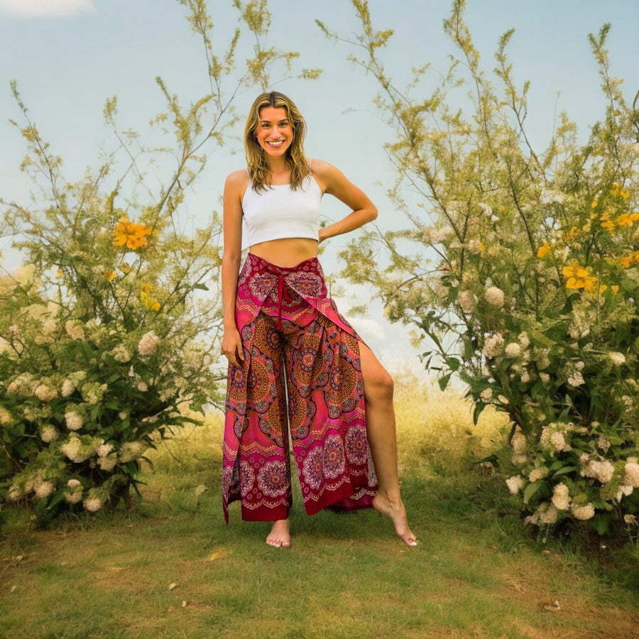 Pink Celestial Mandala  Palazzo Wrap Pants