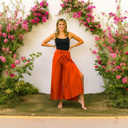 Rust Orange Palazzo Wrap Pants