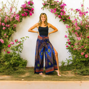 Blue Peacock Mandala Palazzo Wrap Pants