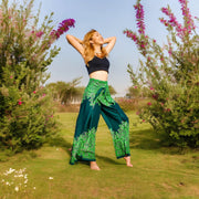 Green Mandala Mandala  Palazzo Wrap Pants