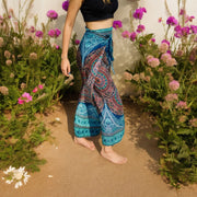 Teal Royal Mandala Palazzo Wrap Pants