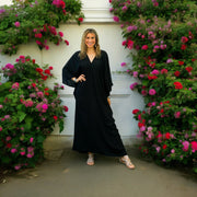 Plain Black Cotton Kaftan