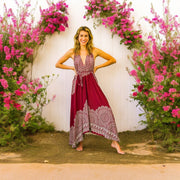 Burgundy Mandala Goddess Boho Maxi Dress