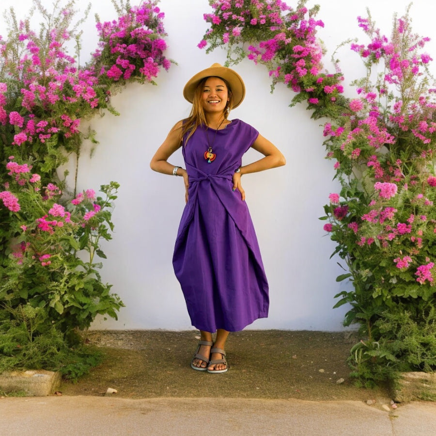 Purple Organic Cotton Wrap Dress