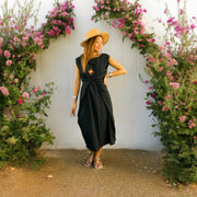 Black Organic Cotton Wrap Dress