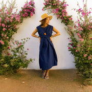 Navy Blue Organic Cotton Wrap Dress