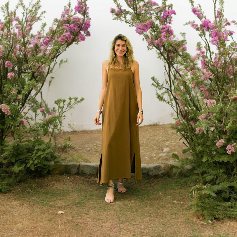 Brown Cotton Boho SunDress