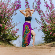 Purple Wild Peacock Boho Wrap Skirt