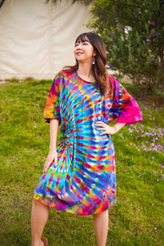 Rainbow Rhapsody Hand Dyed Boho Hippie Dress