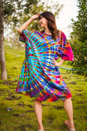 Rainbow Rhapsody Hand Dyed Boho Hippie Dress