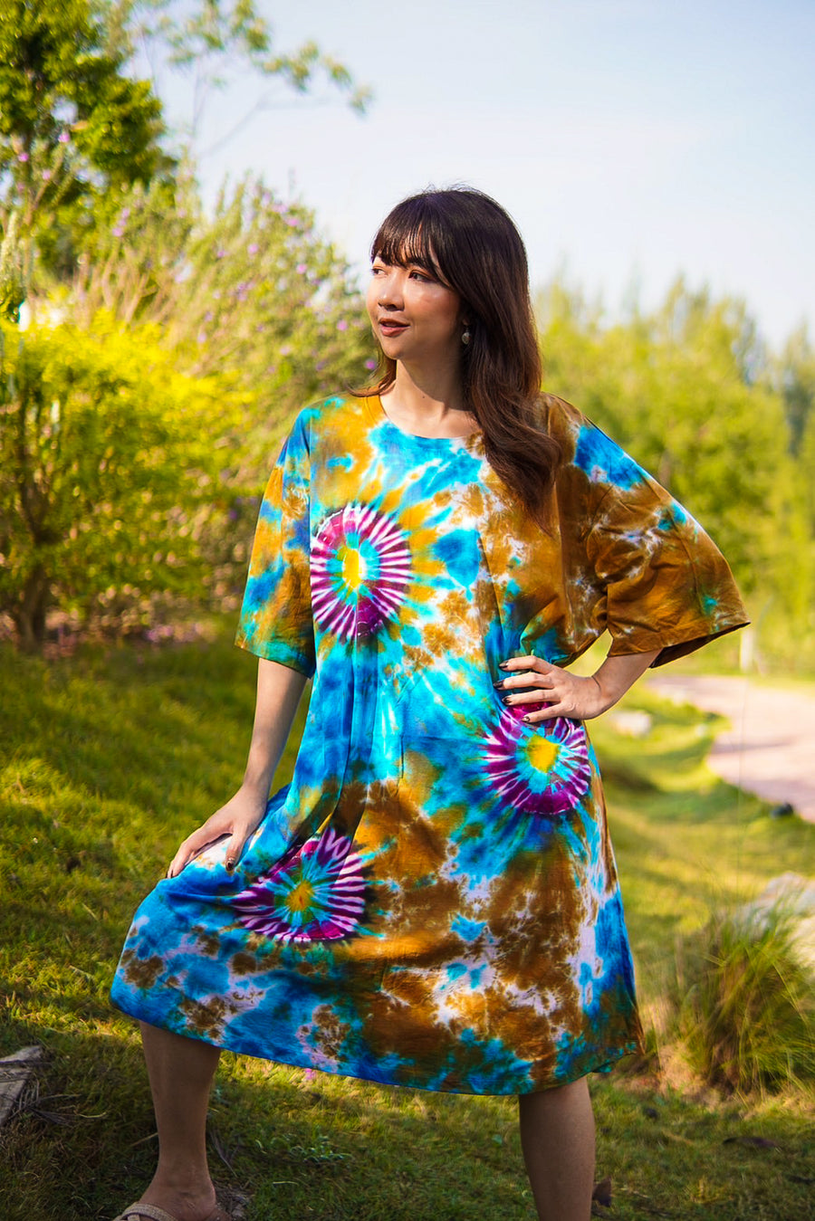 Earth & Sky Hand Dyed Boho Hippie Dress