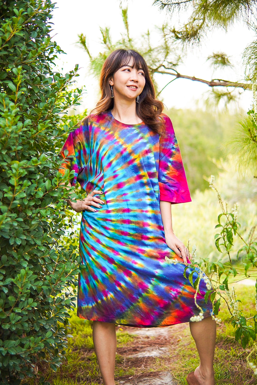 Rainbow Rhapsody Hand Dyed Boho Hippie Dress