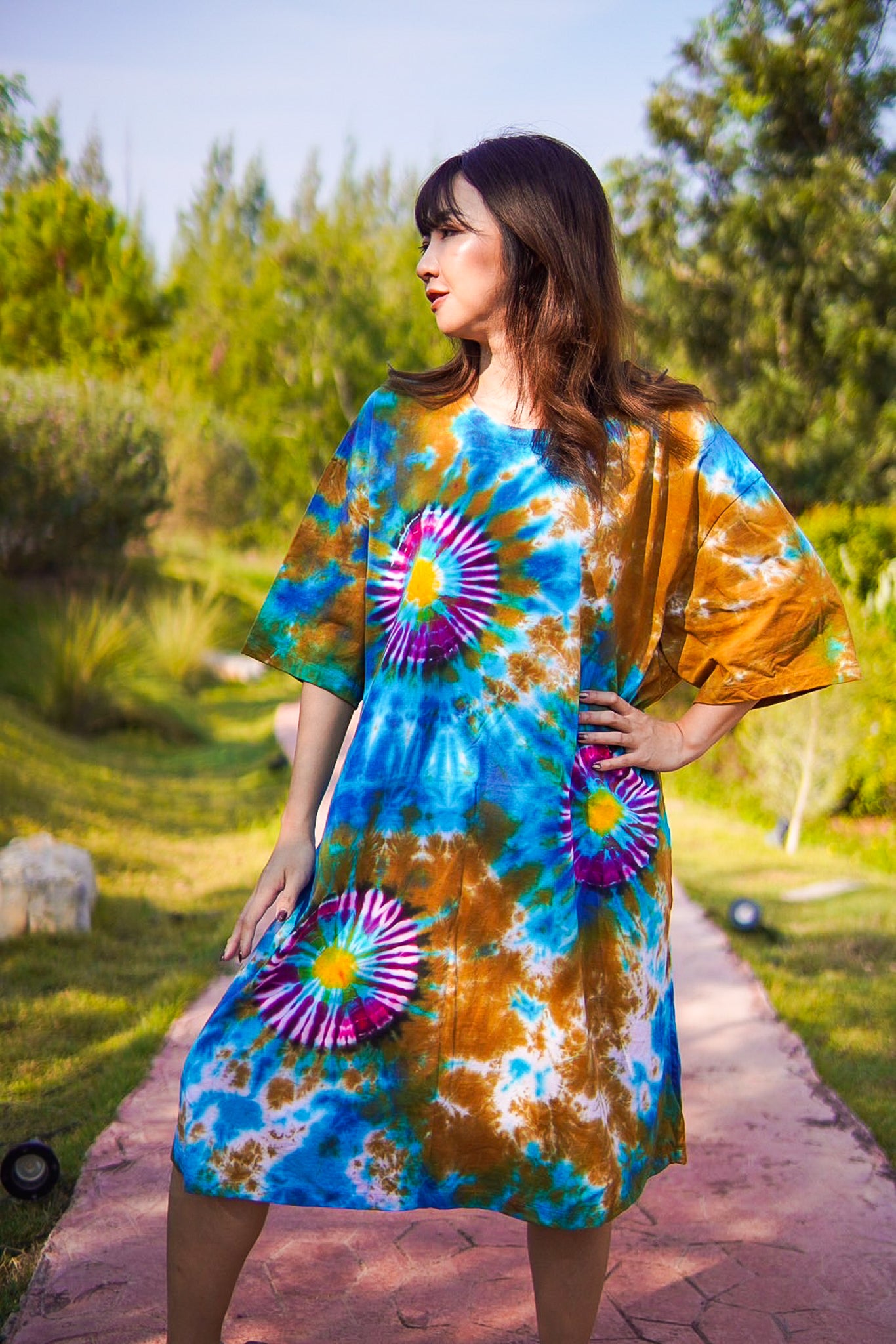 Earth & Sky Hand Dyed Boho Hippie Dress