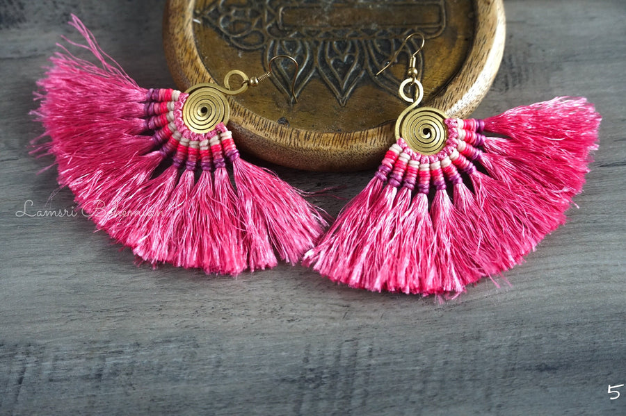 Wild Rose Bohemian Tassel Earrings