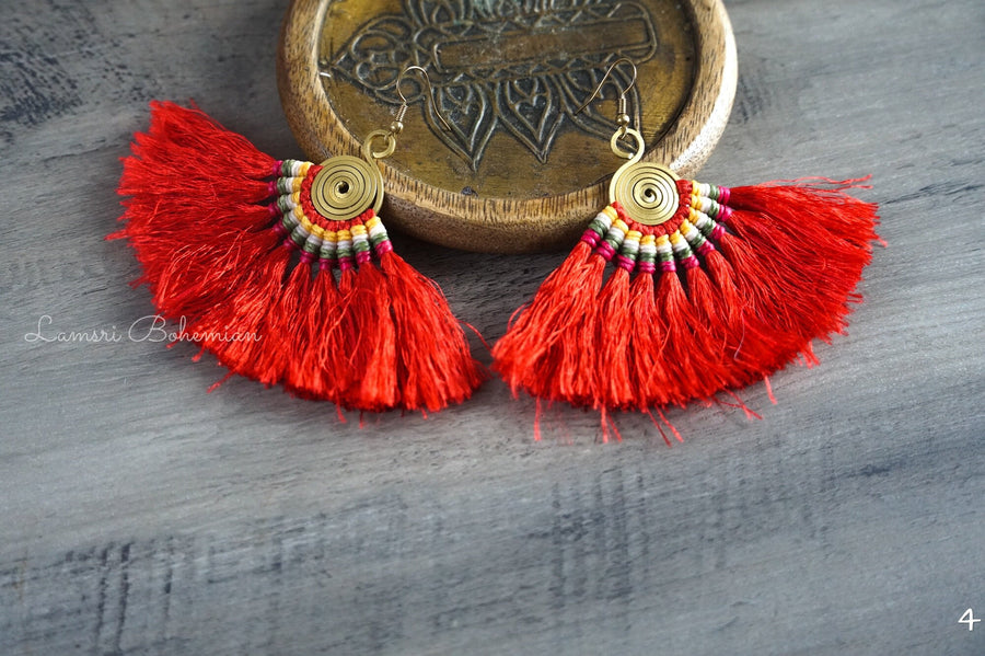 Flame Dancer Bohemian Tassel Earrings