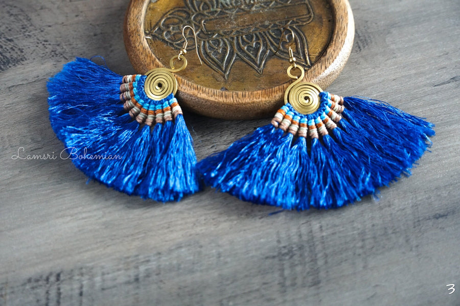 Indigo Dream Bohemian Tassel Earrings