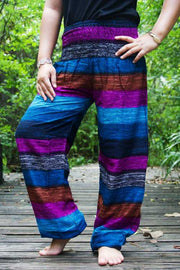 Purple Blue Stripes Harem Pants