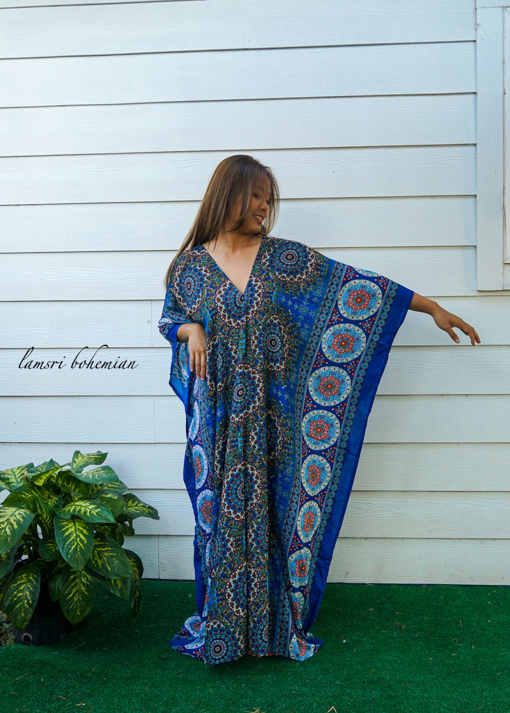 Pacific Blue Mandala Boho Kaftan