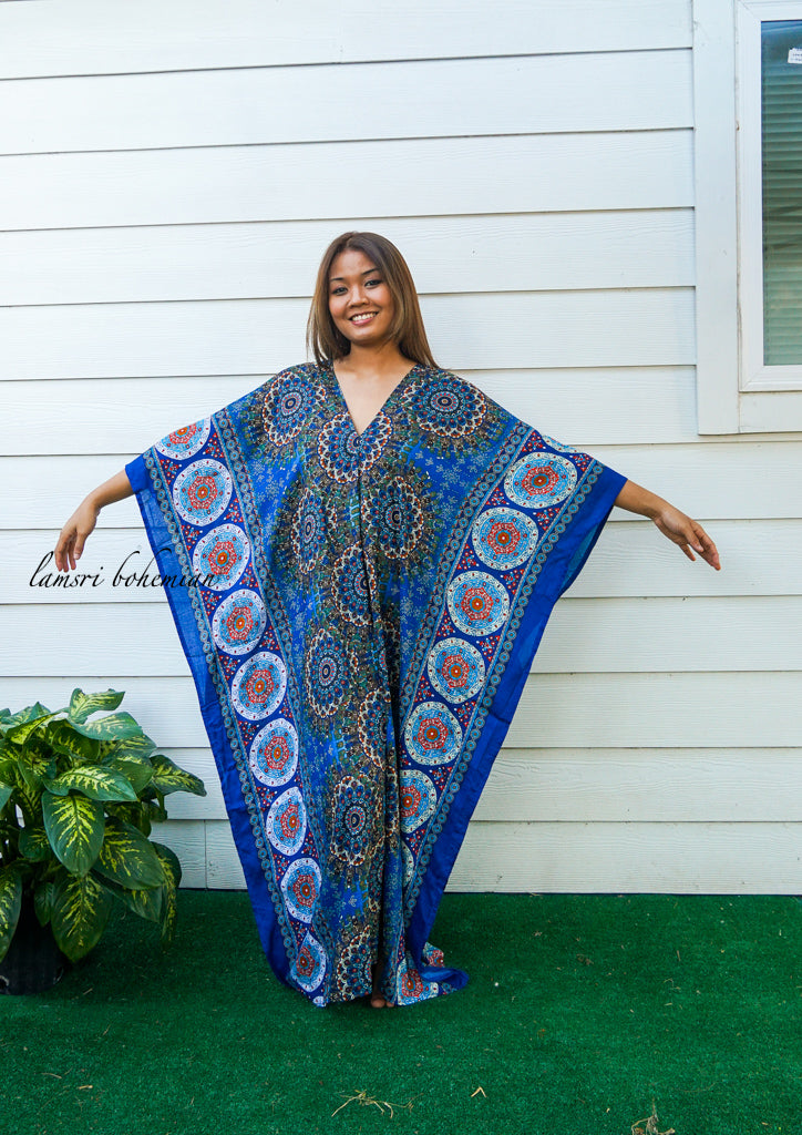 Pacific Blue Mandala Boho Kaftan Lamsri Bohemian