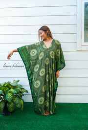 Green Mandala Boho Kaftan