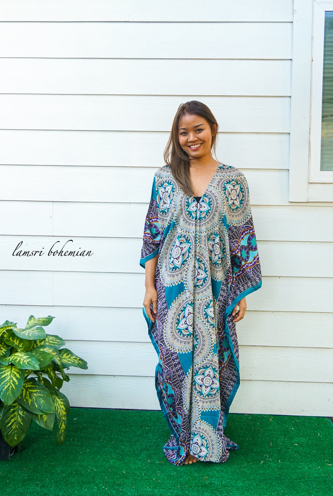 Turquoise Lotus Kaftan