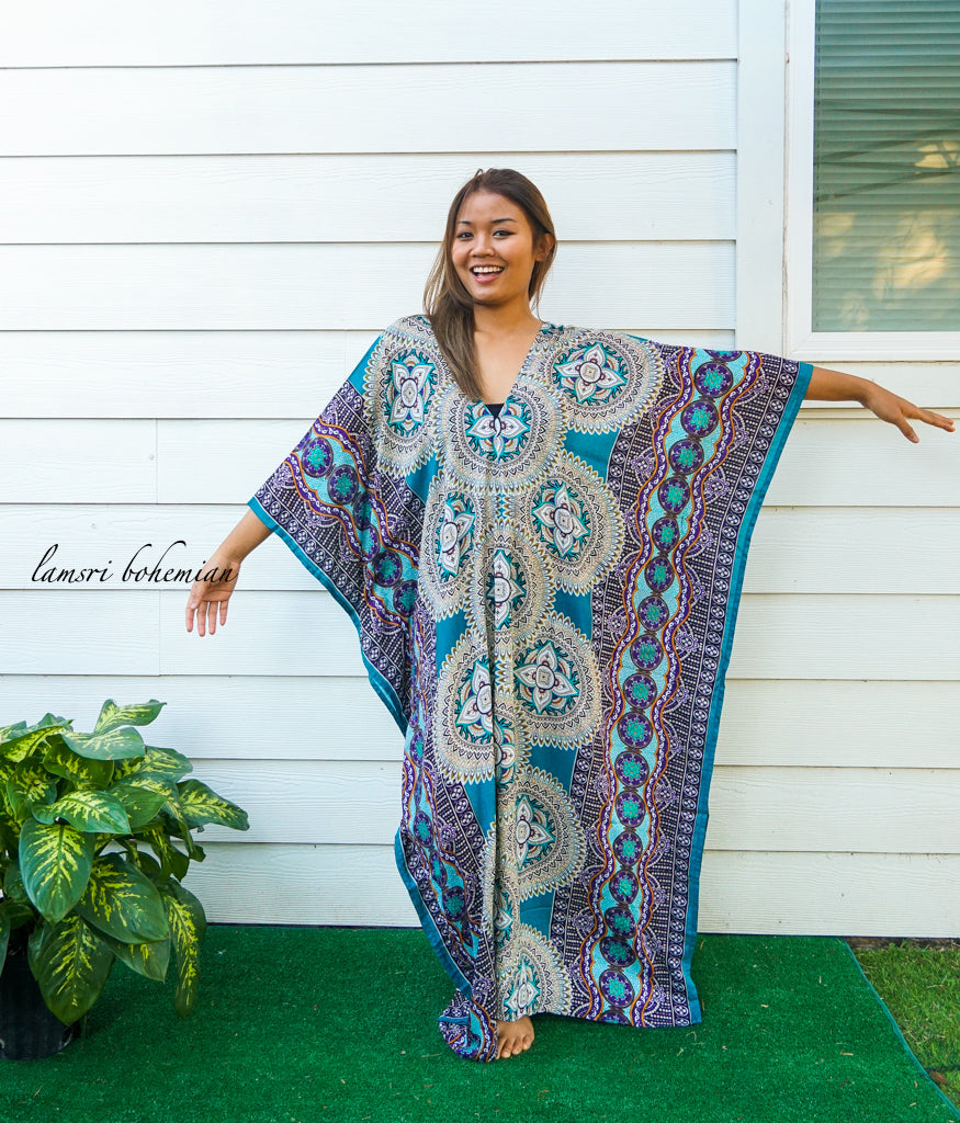 Turquoise Lotus Kaftan