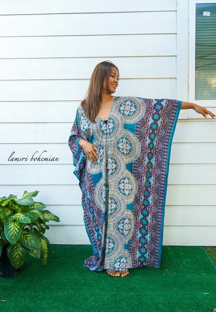 Turquoise Lotus Kaftan