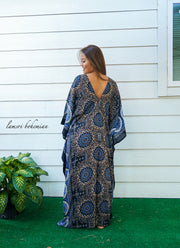 Black Mandala Boho Kaftan