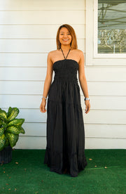 Solid Black Tiered SunDress Maxi Dress