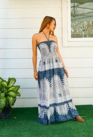 Blue Cactus Tiered SunDress Maxi Dress