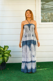 Blue Cactus Tiered SunDress Maxi Dress