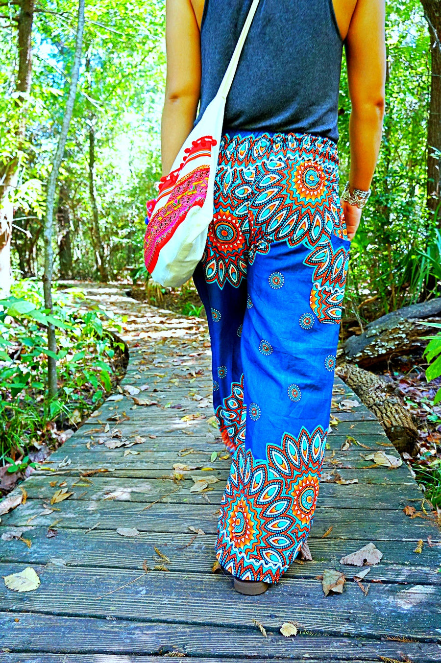 Turquoise Floral Manda Plus Size Harem Pants