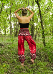 Red Royal Peacock Harem Pants