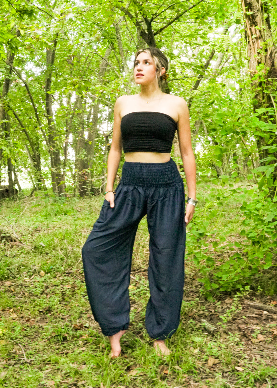 Solid Dark Blue Harem Pants