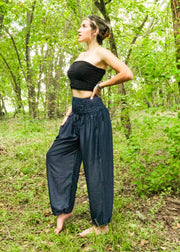 Solid Dark Blue Harem Pants