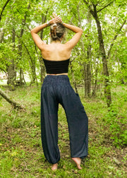 Solid Dark Blue Harem Pants